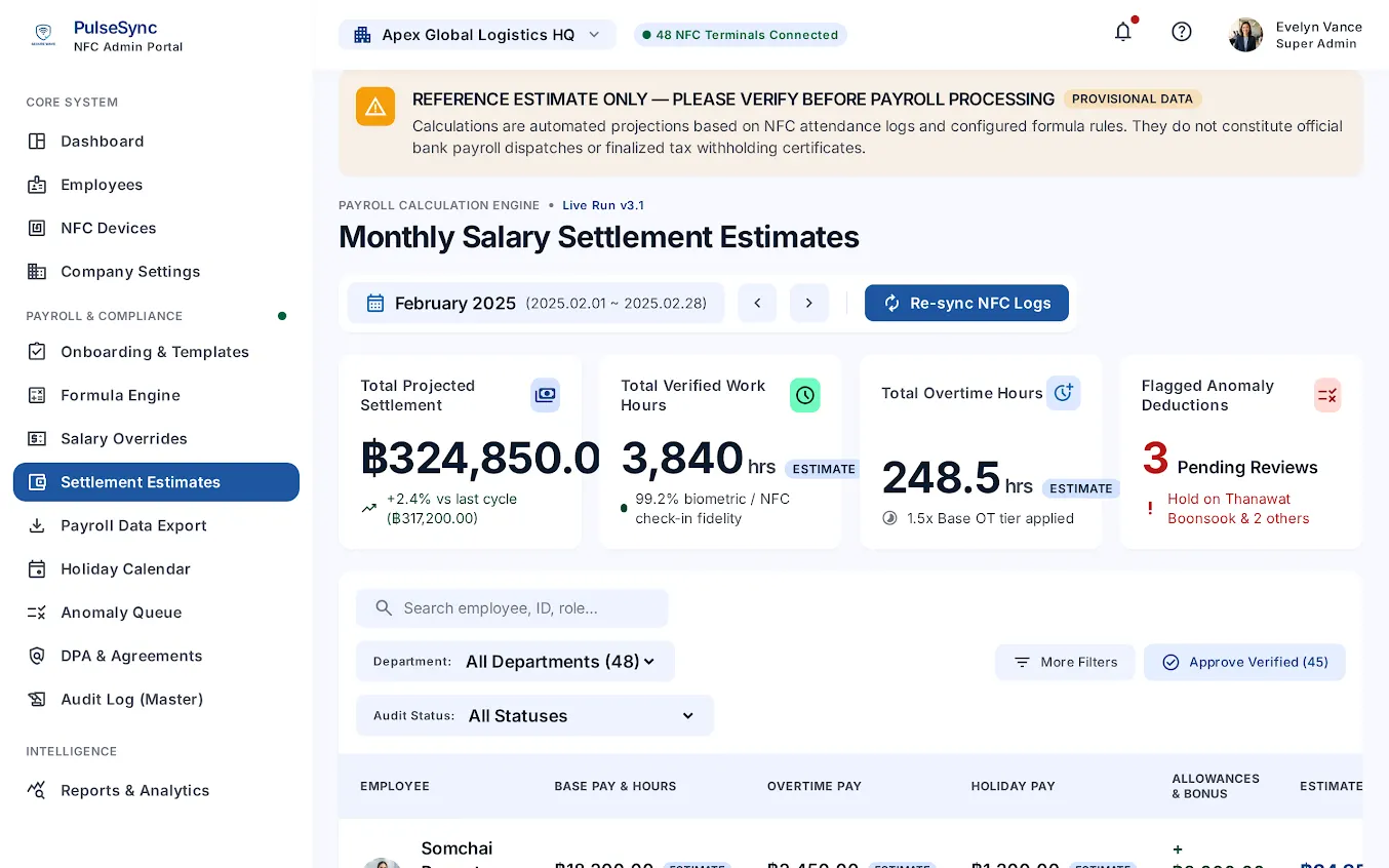 AttenNFC — Monthly settlement