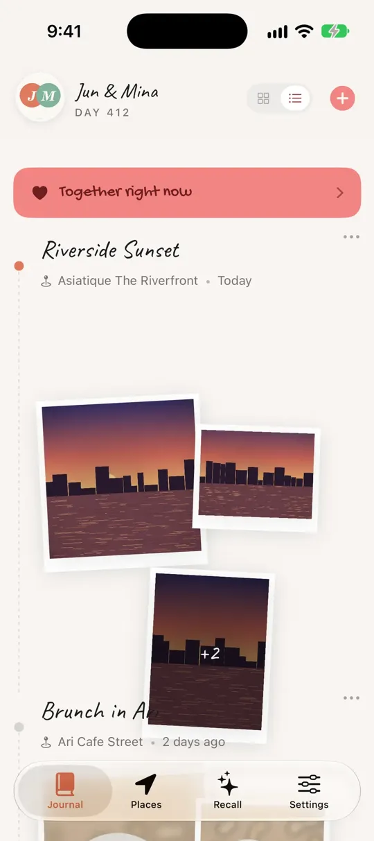 Momento journal screen