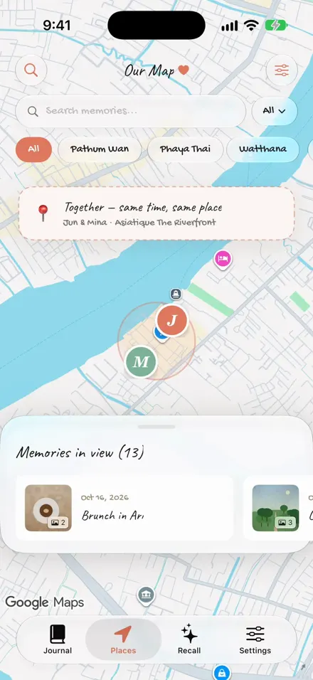 Momento map of shared memories